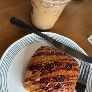 Chocolate Croissant and iced Lavender Bloom