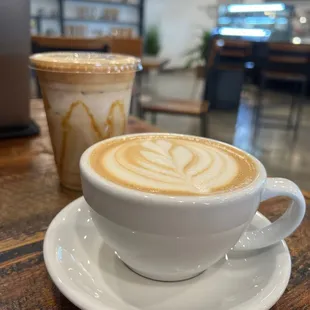 Dirty Chai Latte and Caramel Macchiato