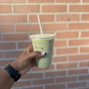 Matcha Latte w/almond milk + 1 pump of vanilla