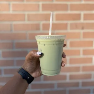 Matcha Latte w/almond milk + 1 pump of vanilla