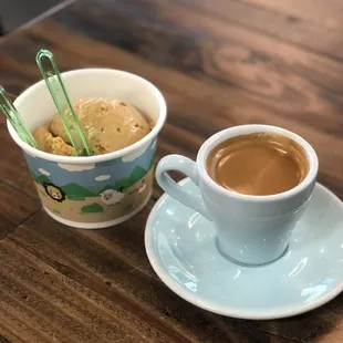 Salted caramel gelato and espresso