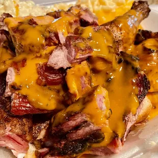 2 meat combo (ribs &amp; chicken) w/ 2 sides (potato salad and Mac &amp; cheese)