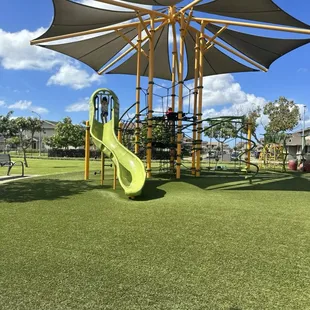 The other slide  and obstacle course thing