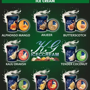 a variety of ice creams