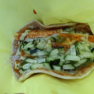 Fried paneer taco