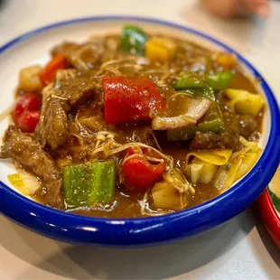Beef Chow Fun with Bell Pepper in Black Bean Sauce
