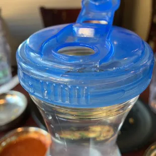 See the black dirt along the rim of the water bottle?