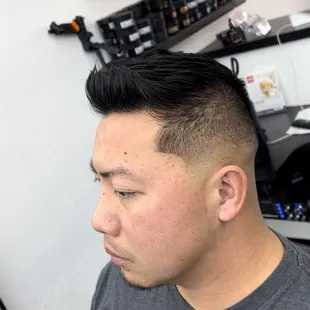 Texture quiff drop fade