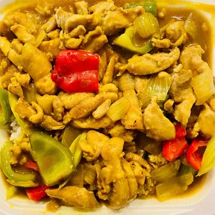 Curry Chicken, enough to feed two! Good and healthy.