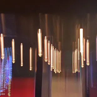 a blurry view of a bar