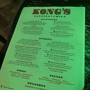 menu