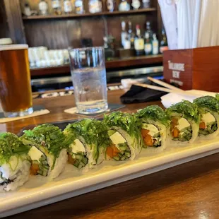 Christmas roll with tempura sweet potato (vegetarian)