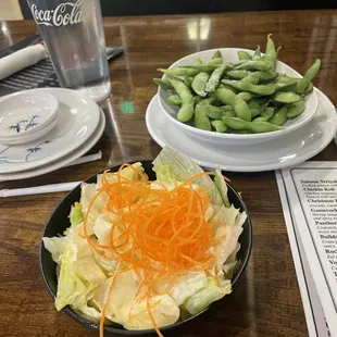 Ginger salad, edamame