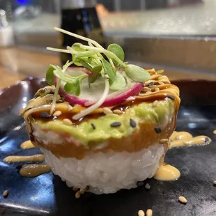 a sushi dish on a plate