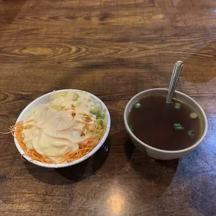 Ginger salad and bento soup