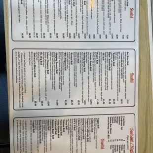 menu