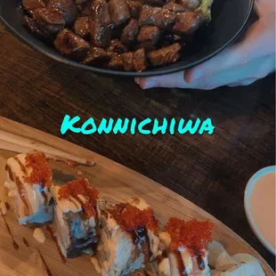 Steak bowl and sushi