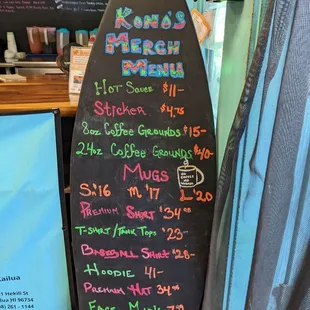 Merch menu