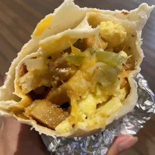 Wendy's Bomber: Bacon, , Peppers, Onions, Tomatoes, Potato, Egg &amp; Cheese