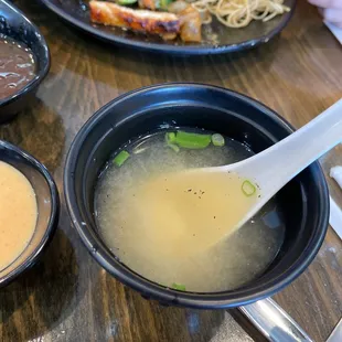 Watered down miso soup.
