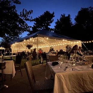 an outdoor dining area