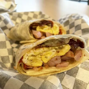 Ham &amp; bacon Breakfast Burrito