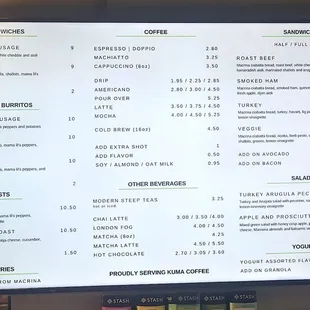 menu