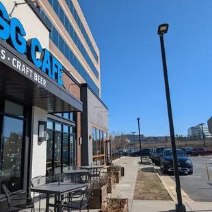 Entrance and a view of parking