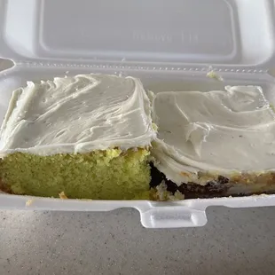 a cake in a styrofoam container