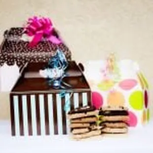 a chocolate cake and cookies