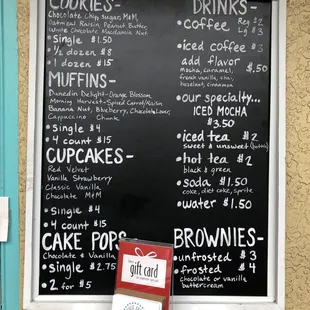 a menu on a blackboard