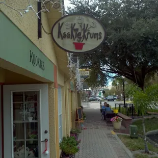 Kookie Krums front door sign.