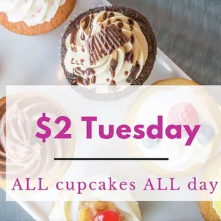 last Tuesday of the Month  - $2 cupcakes!