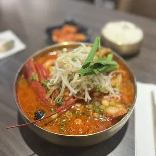 a bowl of food on a table