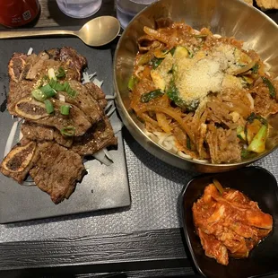 Stir Stir-Fried Beef with Noodles, LA Galbi, and Drink