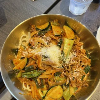 Stir-Fried Beef with Noodles, LA Galbi, and Drink