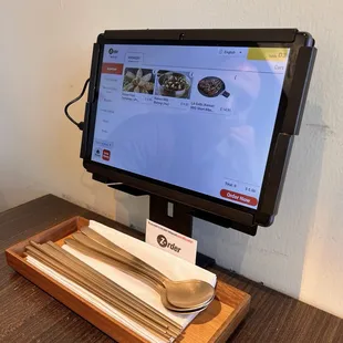 Self ordering tablet on the table