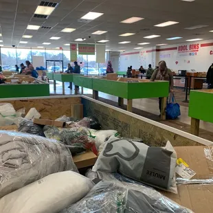 a large room filled with food