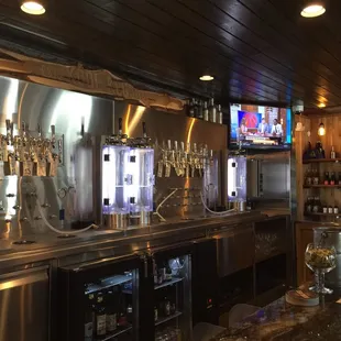 a bar with a television in the background