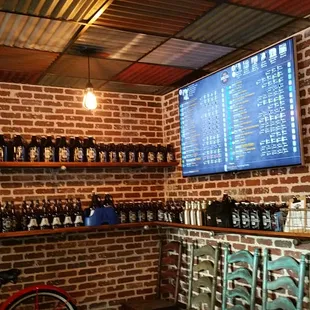 a brick wall and a bicycle