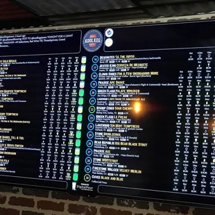 Menu board at Koop Keg