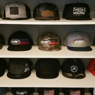 Wide variety of flexfit and snapback hats.