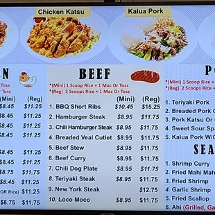 Menu 1 as of 6/23/22