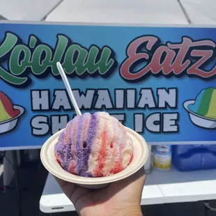 Flavors: Wedding Cake, Passion Fruit, Lychee with Ube cream and snow cap toppings