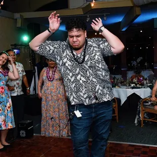 My little brother who is really shy and never dances at any event.