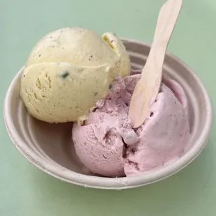 Lotus &amp; Rose (pink) plus Kulfi (saffron color): Double Scoop Portion