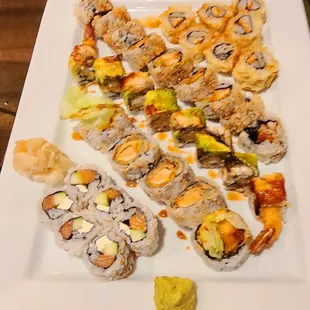 Philadelphia Roll, Crunch Chicken Roll, Kooba Roll, Resource Roll, Yam Yam Roll (L to R)