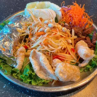 Papaya Salad &amp; Thai Beef Jerky &amp; Sticky Rice