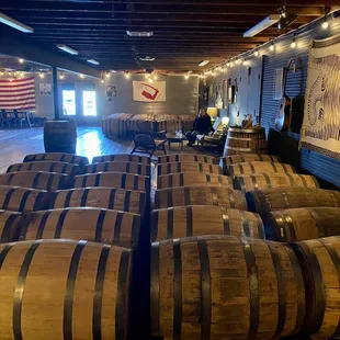 barrels lined up in a room