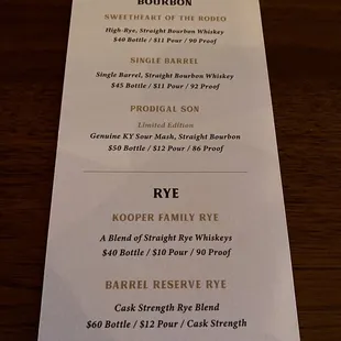 menu